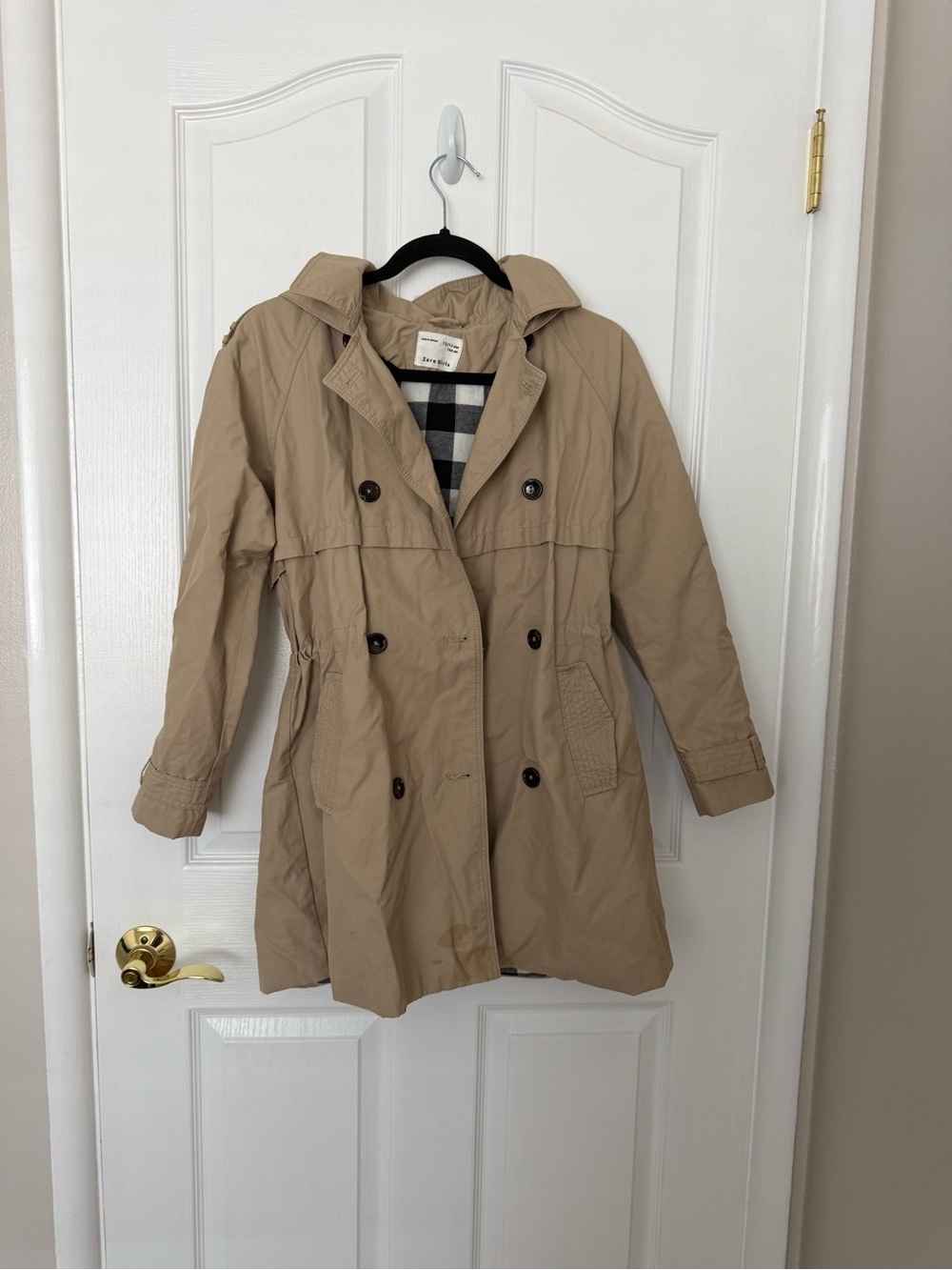 Zara Girls Tan Trench Coat with Hood